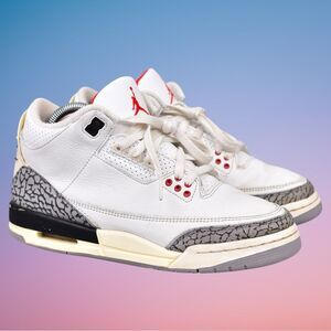 Jordan 3 Retro Fire Red Size 6.5Y(GS) DM0967-160 White Cement Grey Blac Sneakers
